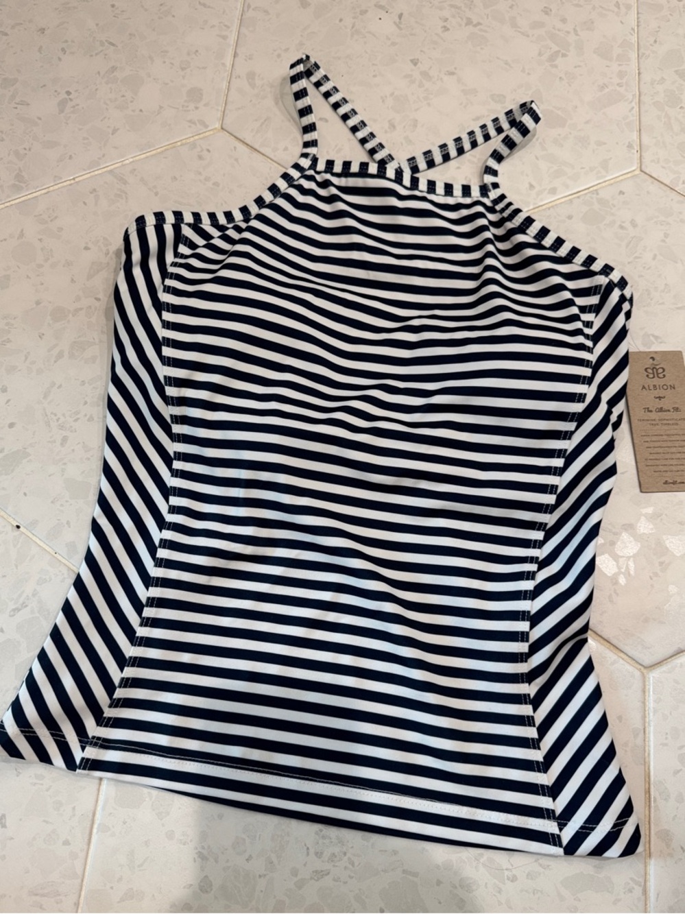Albion Navy & White Striped Racerback Tank